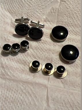 Black Onyx Men's Cufflink and Stud Set - Unbranded